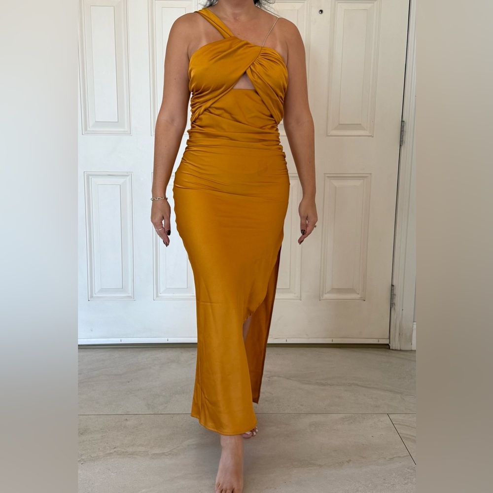 SHEIN Strapless Mustard Dress